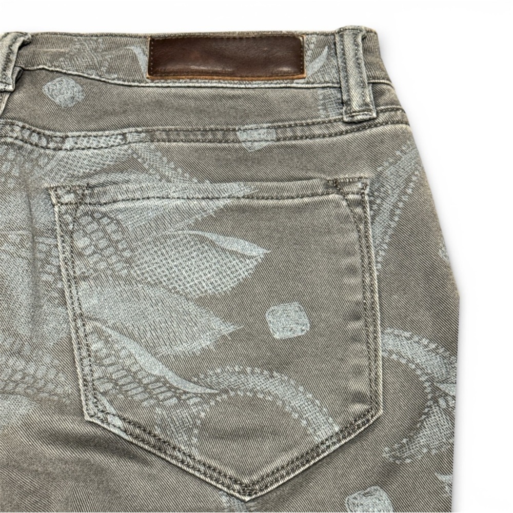 ALL SAINTS Low Rise Cropped Skinny Gray/Light Blue Floral Jeans Zipper at Hem 28 - Picture 5 of 13